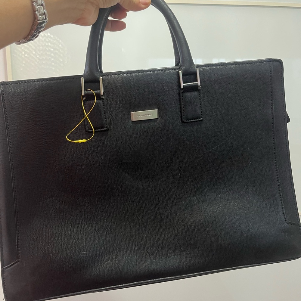 Authentic Burberry unisex Black Leather Tote Bag